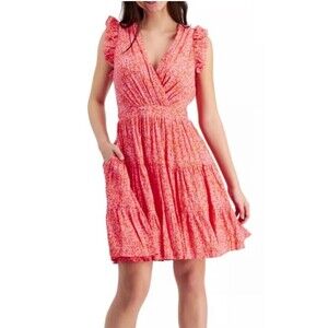 Rachel Zoe Printed Flutter-pink flowers dress Sleeve A-Line Dress Size 10